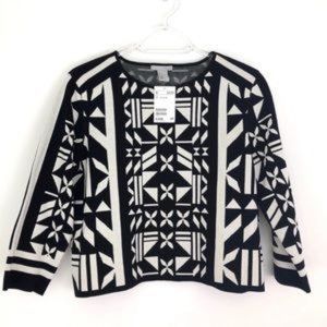 H&M Sweater crop top Geo size S black and white